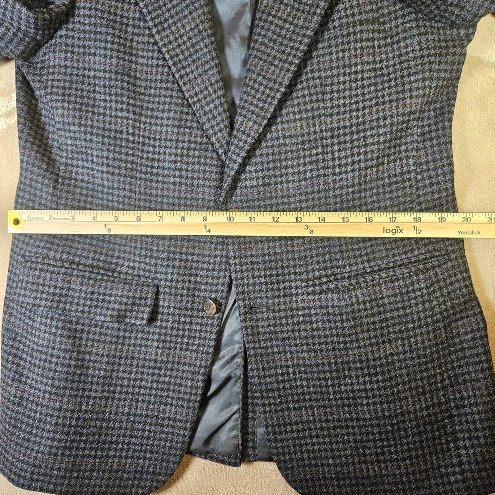 Vintage Bill Blass Wool Houndstooth Sport Coat Blazer Mens 36R Made in USA
